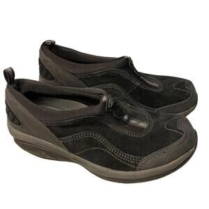 Dr Scholls Womens Comfort Shoes Size 8M Black Suede Loafers With Gel Insole EUC